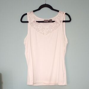Chicos White Lace Trim Tank Top